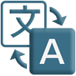 Blue square with letter 'A' and Chinese character square with arrows indicating interchangeability.